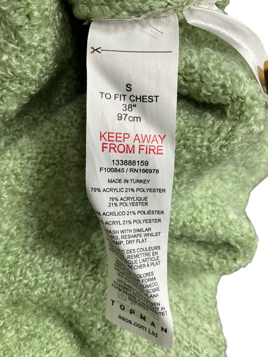 Topman Green Boucle Relaxed Fit Cardigan In Sage UK S