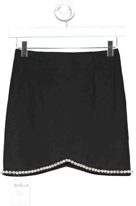 Fashion Nova Black Embellished Mini Skirt UK XS