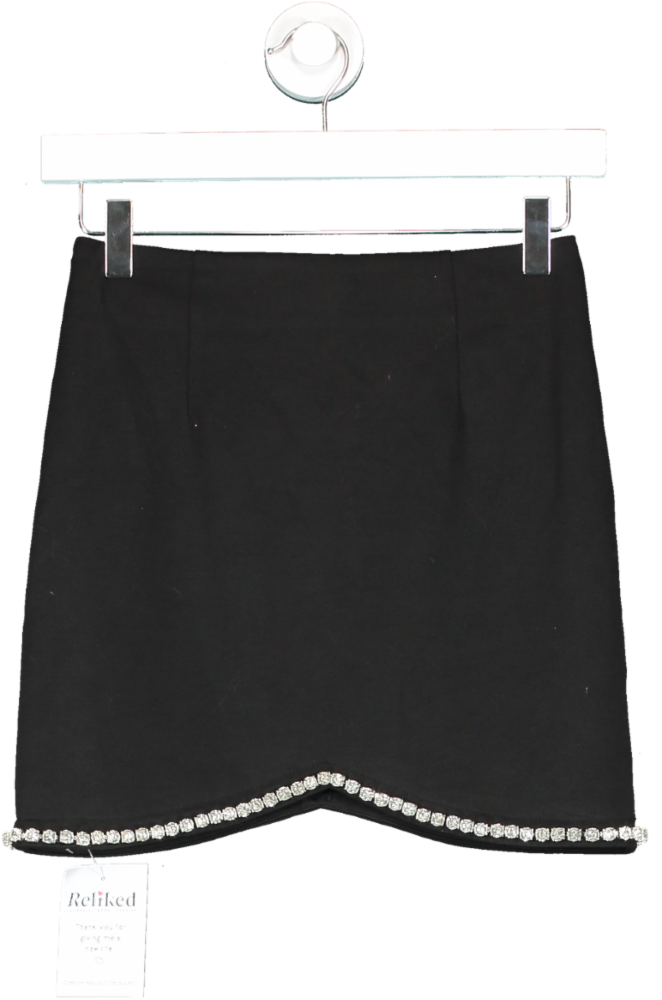 Fashion Nova Black Embellished Mini Skirt UK XS