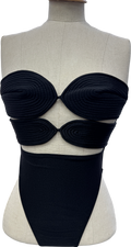 Andriana Degreas Black Quilted Cup Detail Cut Out Strapless Swimsuit UK S