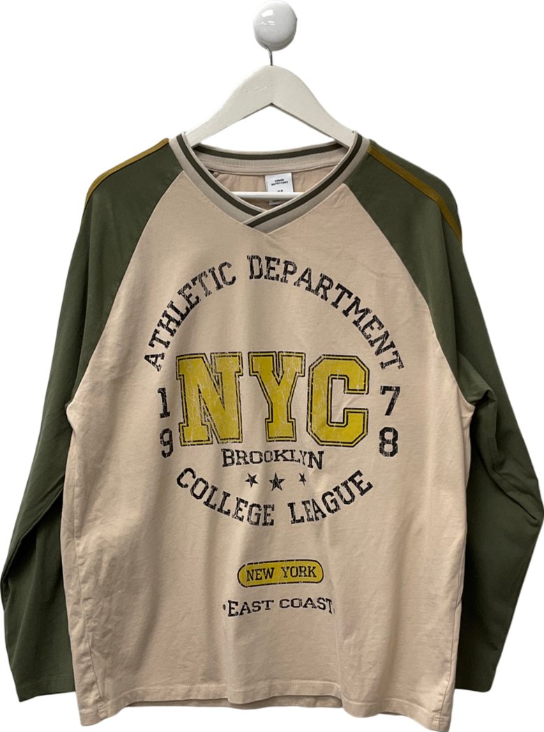 Urban Outfitters Cream De Sport Nyc Crew Neck Top UK M