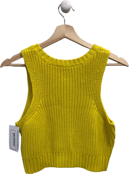 DKNY Yellow Knitted Tank Top UK M
