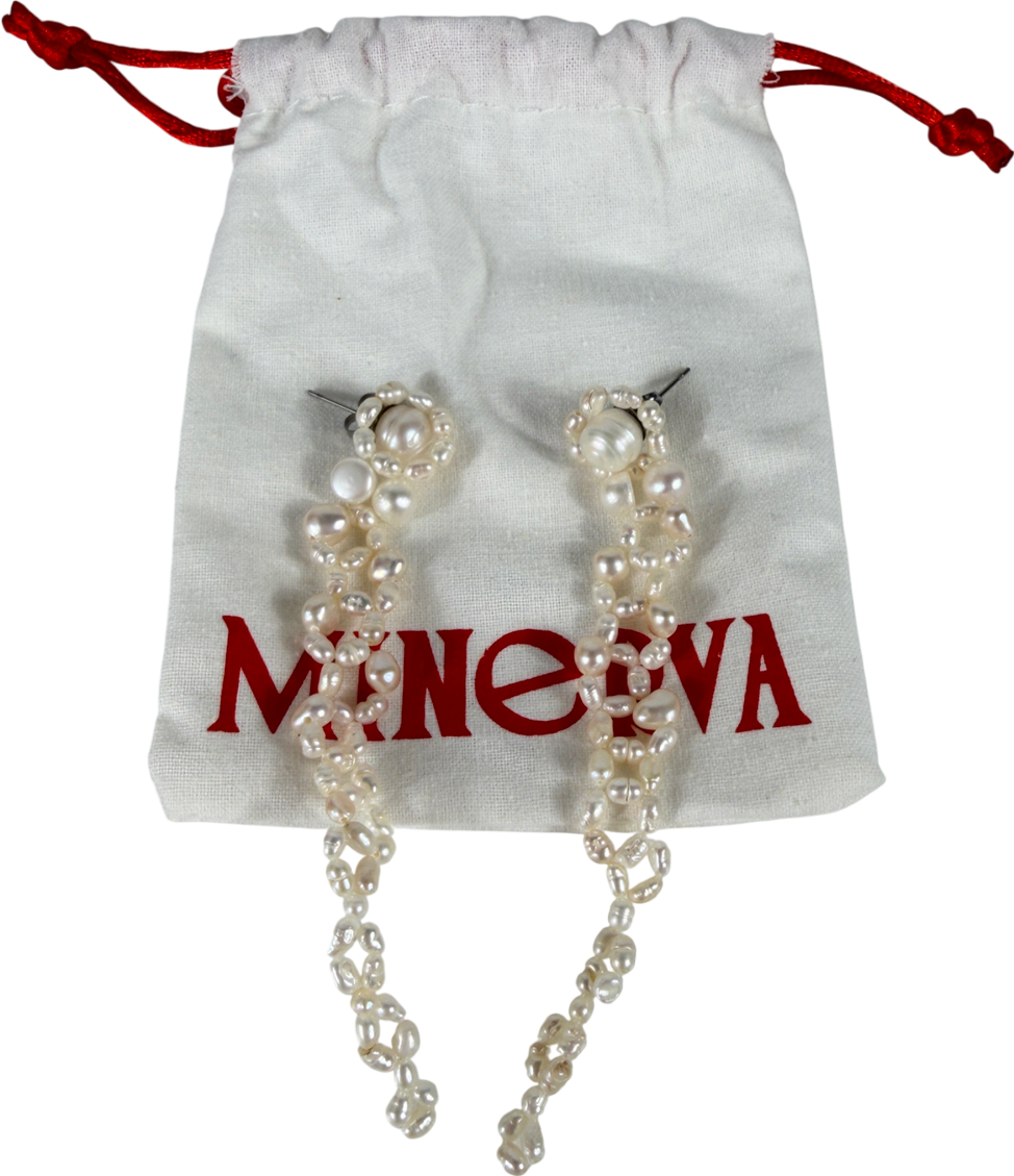 Minerva White Handmade Pearl Dangling Earrings One Size