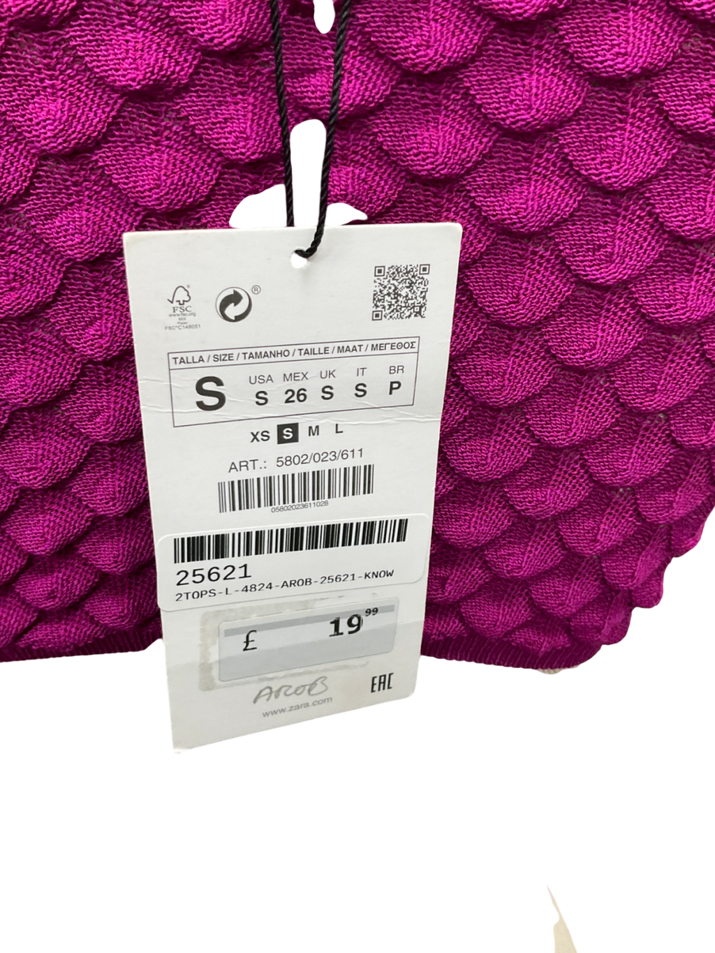 ZARA Purple Knot Front Cropped Top UK S