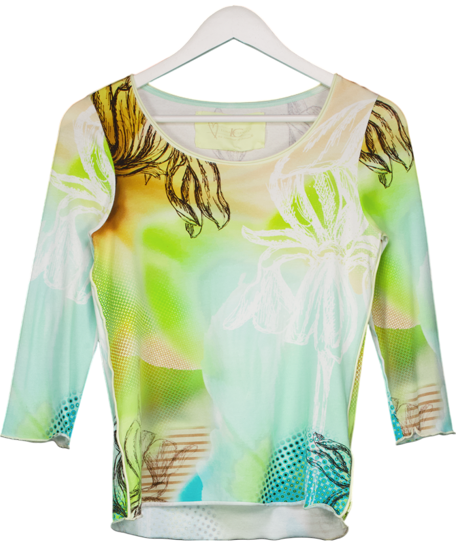 Luisa Cerano Blue Abstract Floral Pattern Long Sleeve Top UK 12