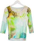 Luisa Cerano Blue Abstract Floral Pattern Long Sleeve Top UK 12