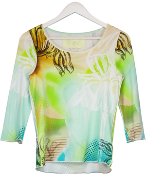 Luisa Cerano Blue Abstract Floral Pattern Long Sleeve Top UK 12