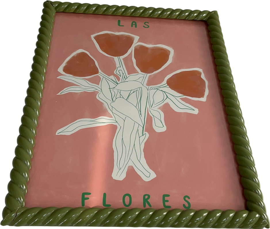 Carla Lanos Pink Flowers #1 Picture Frame And Print One Size