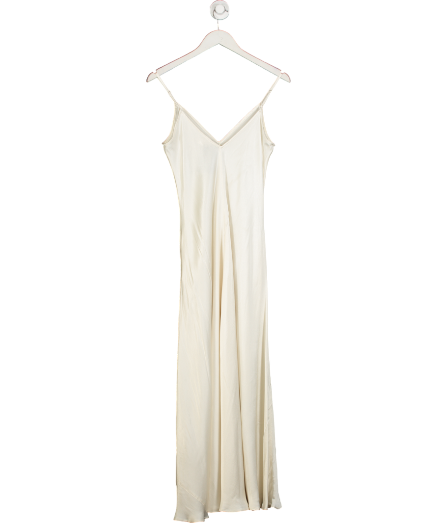 ghost Cream Satin Maxi Dress UK XS