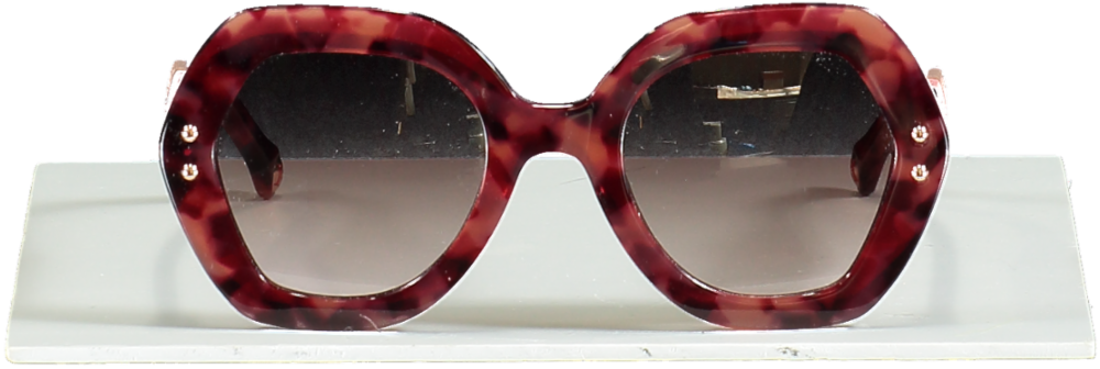 Carolina Herrera Cherry Brown Logo Arm Tortoiseshell Sunglasses