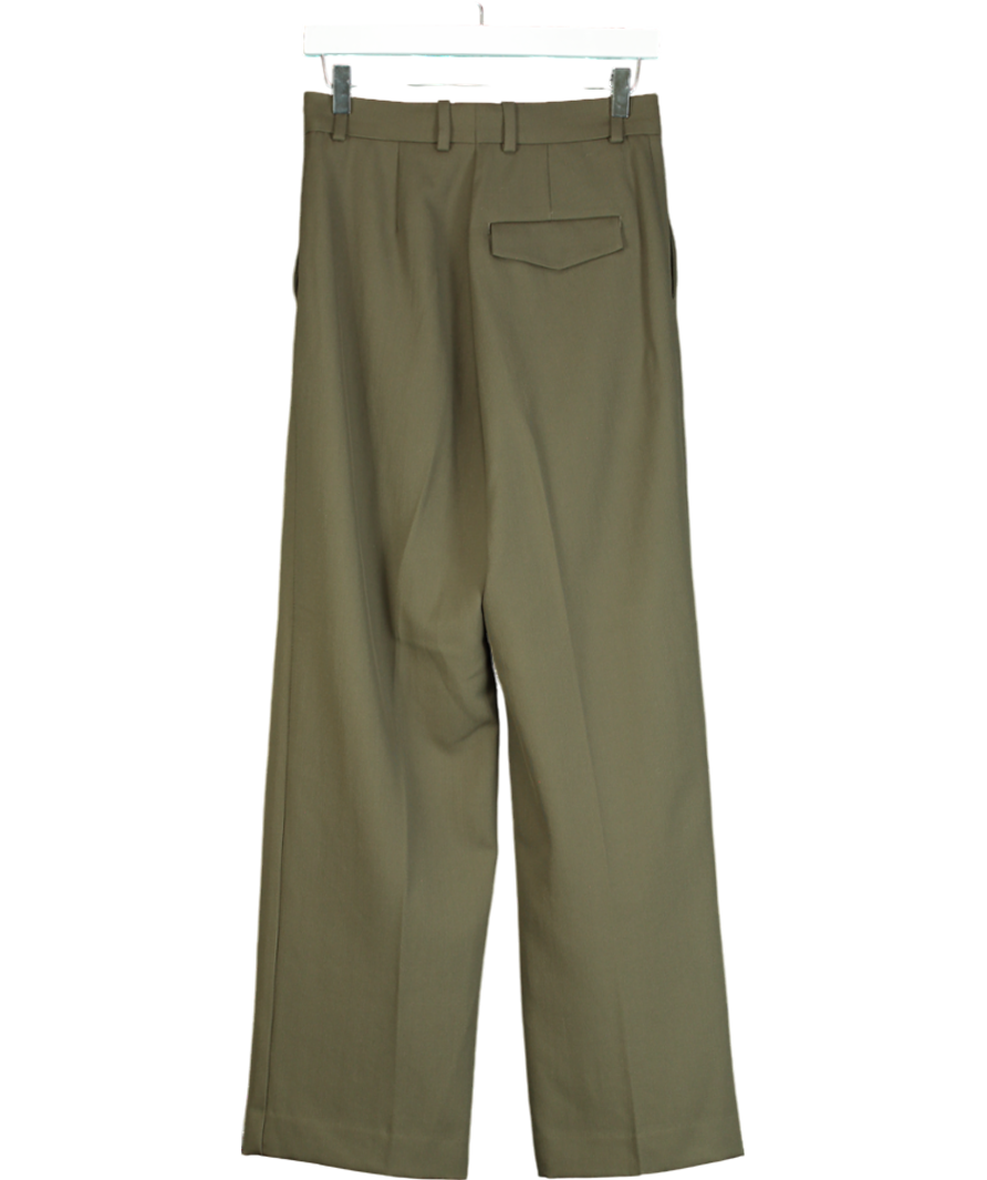 Arket Green Pleated Twill Trousers UK S