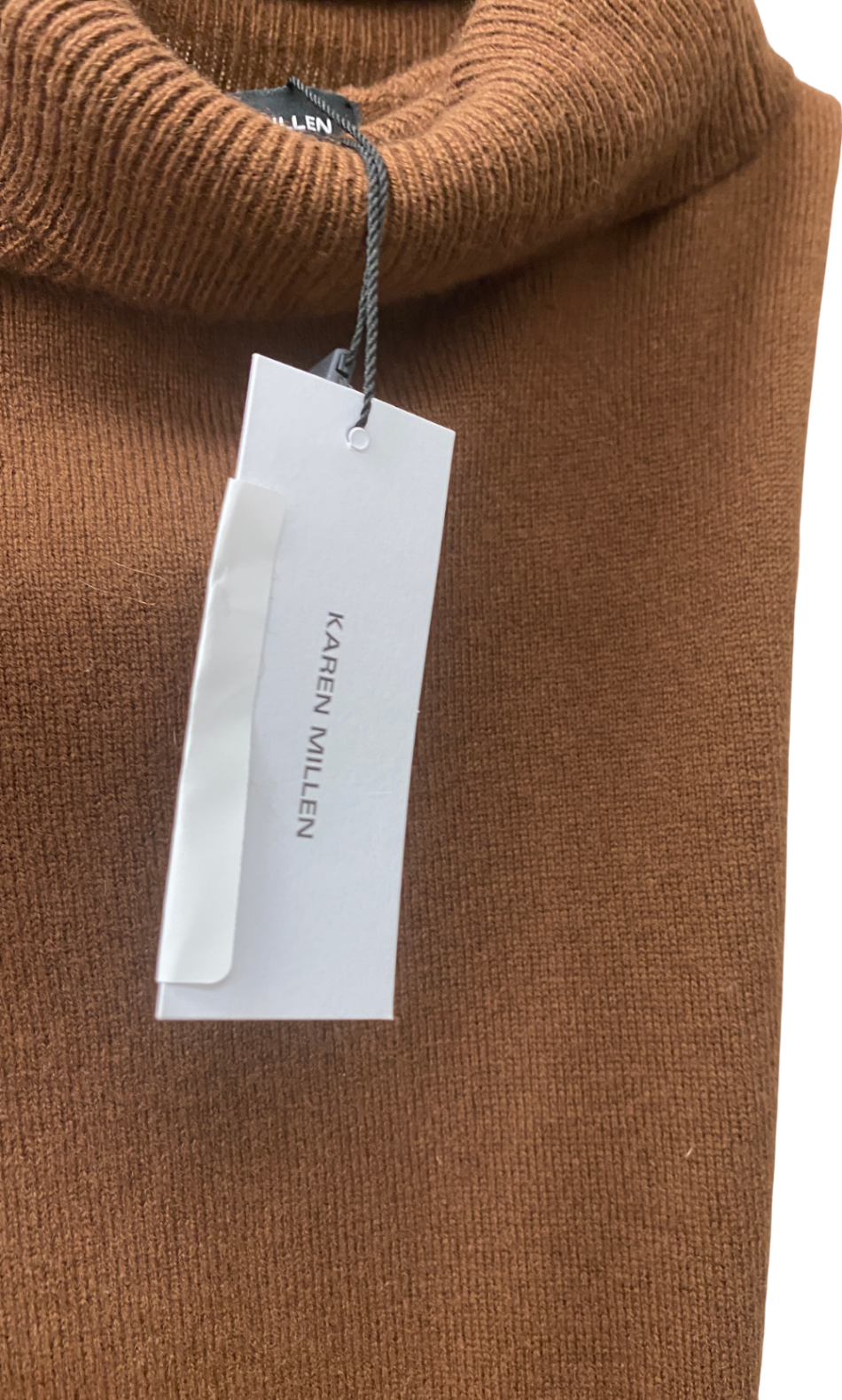 Karen Millen Brown Cashmere Wool Blend Sleeveless Roll Neck Top UK XS