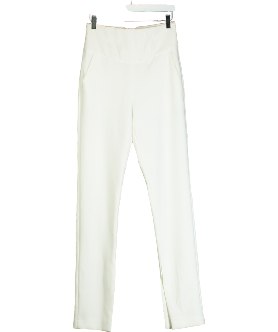 Karen Millen White Structured Waist Straight Leg Trouser UK 6