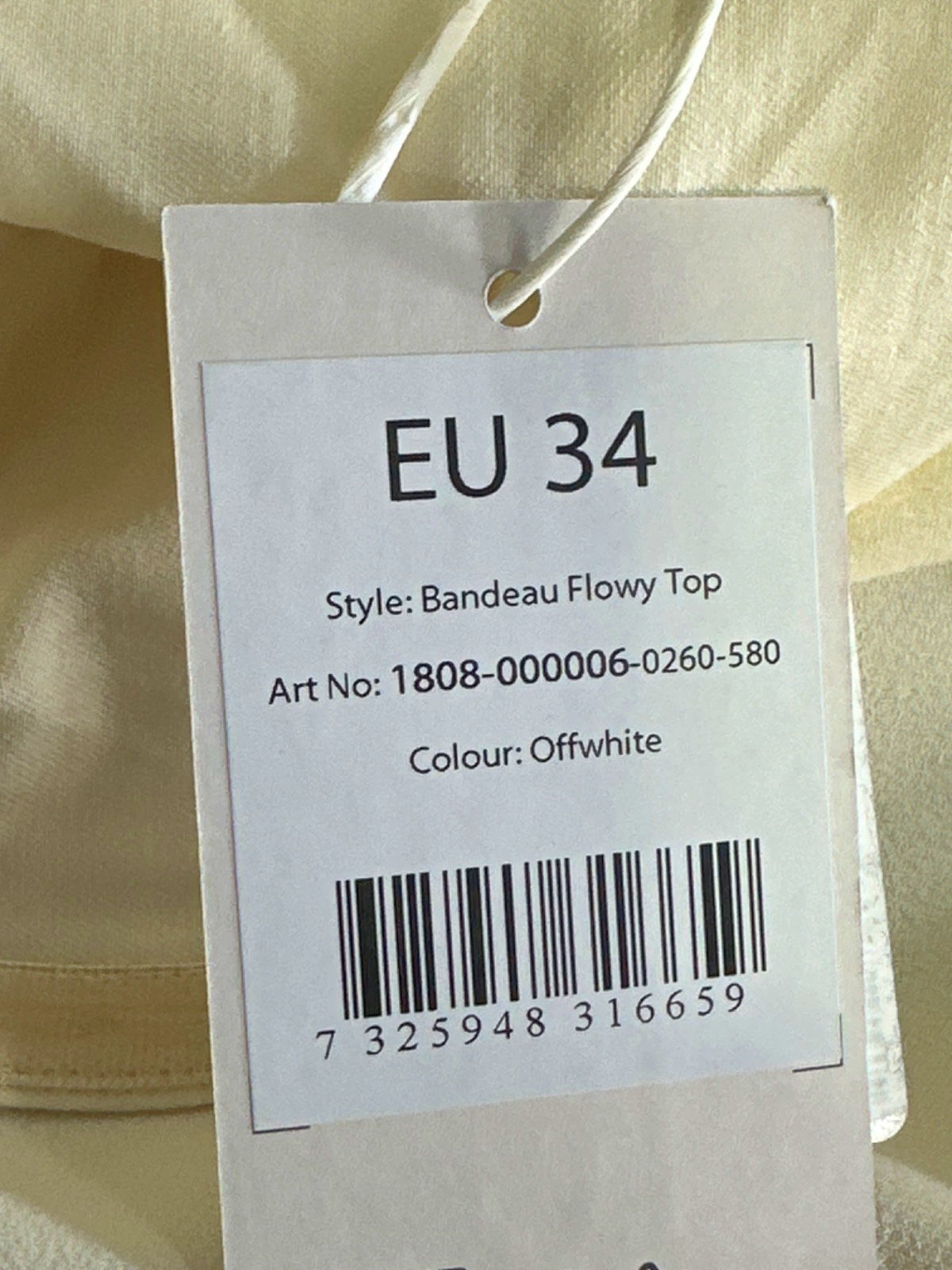 NA-KD Offwhite Bandeau Flowy Top EU 34 UK 8