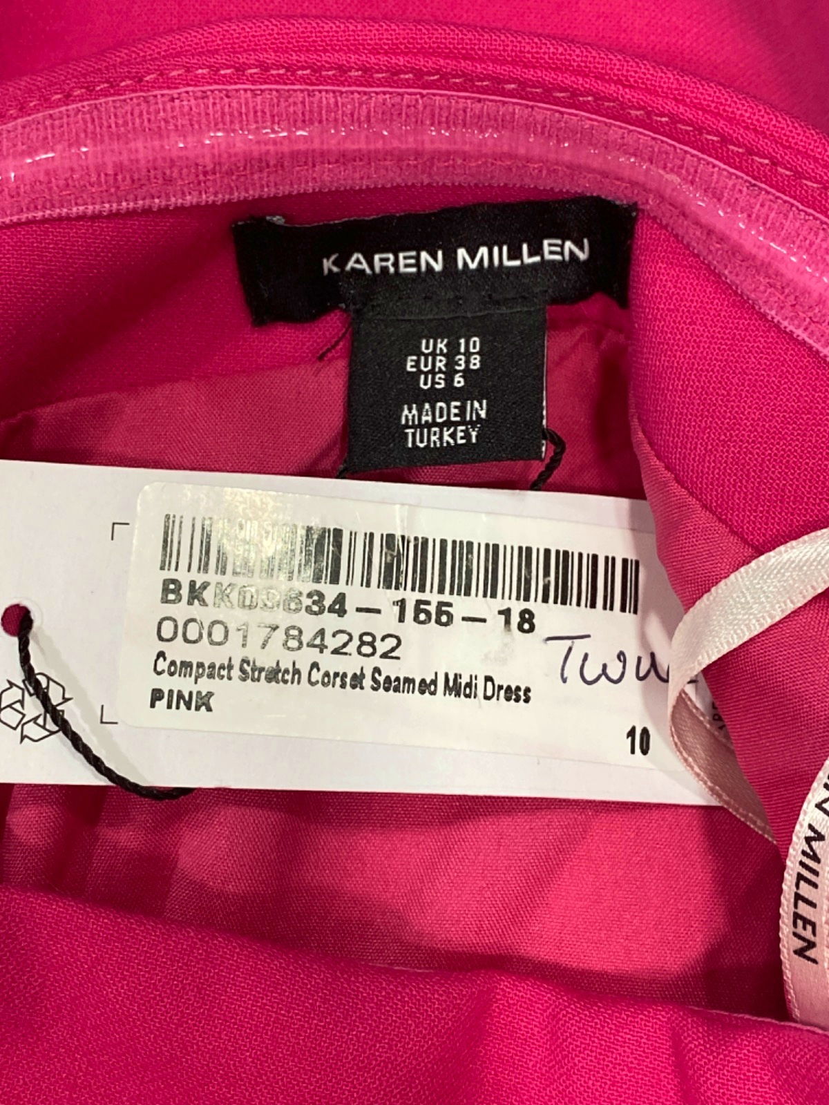 Karen Millen Pink Compact Stretch Corset Seamed Midi Dress UK 18