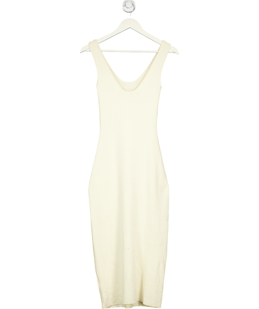 BOA Cream Heavy Ribbed Racer Maxi Dress UK XS