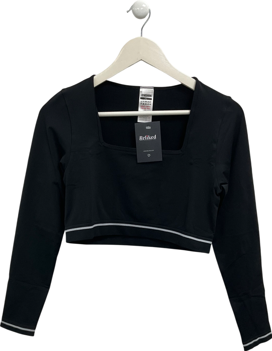 gymshark Black Contrast Long Sleeve  Crop Top UK XL