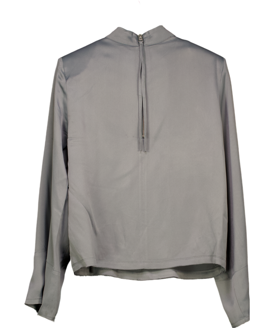 Dagmar Grey Shiny Long Sleeve Top UK 8
