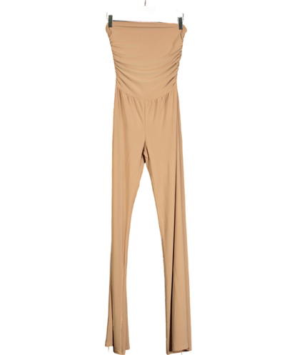 Amazing London Brown Ruched Strapless Jumpsuit UK S/M