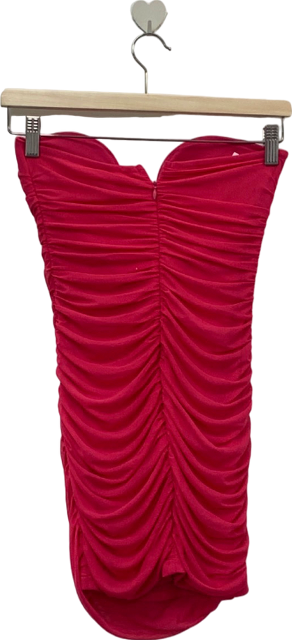 Fashion Nova Red Ruched Bodycon Dress XS
