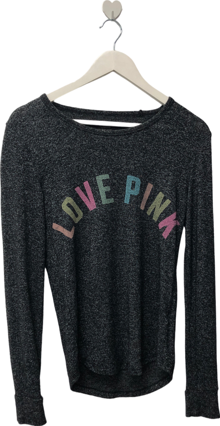 victoria's secret Black Love Pink Shirt Women's Long Sleeve UK XS