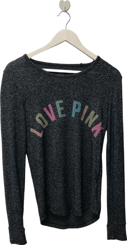 victoria's secret Black Love Pink Shirt Women's Long Sleeve UK XS