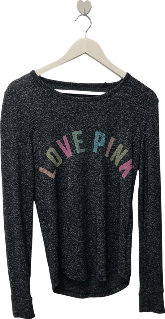 victoria's secret Black Love Pink Shirt Women's Long Sleeve UK XS