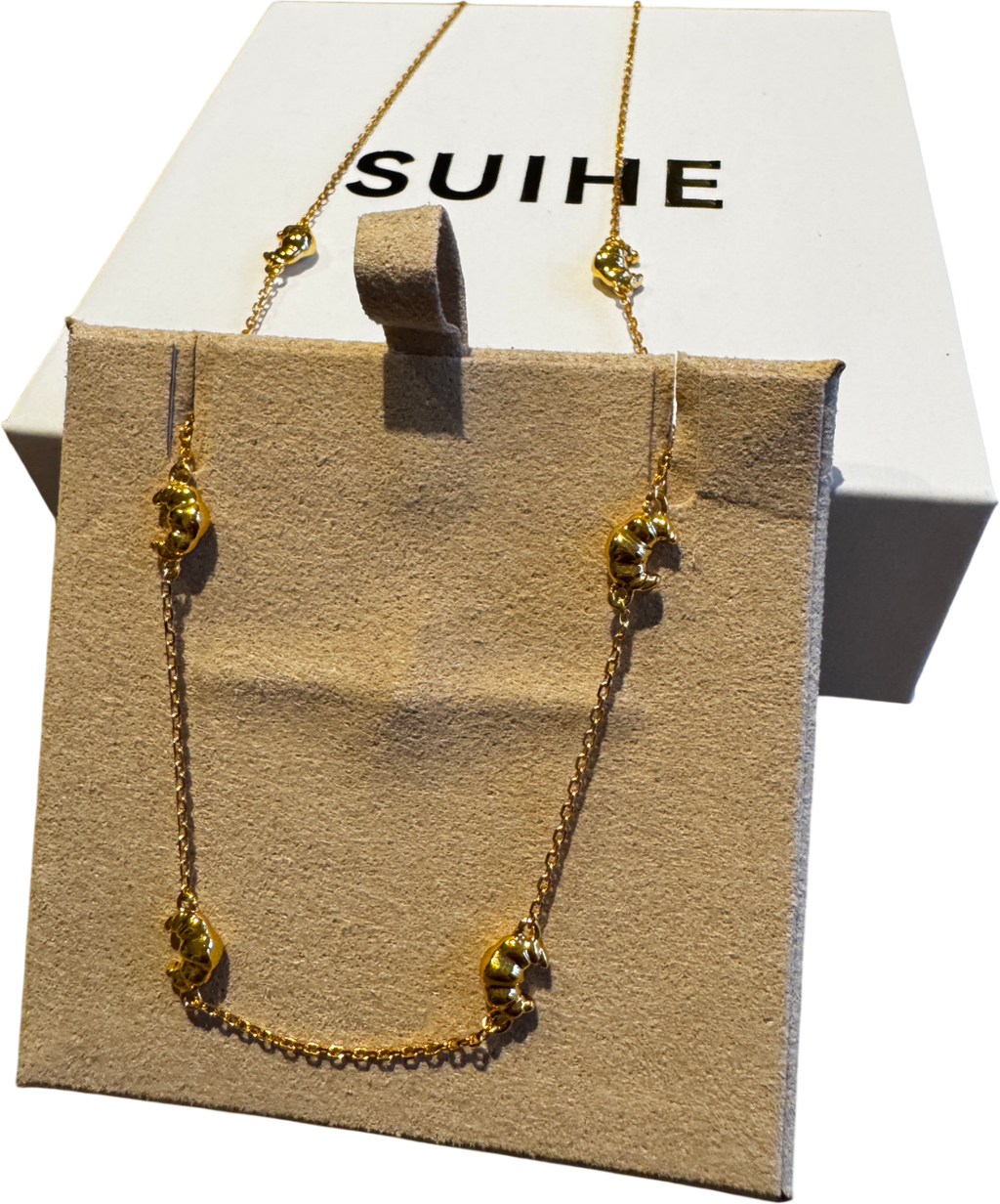 SUIHE 18k Yellow Gold Vermeil Over Sterling Silver Croissant Mini Charm Necklace