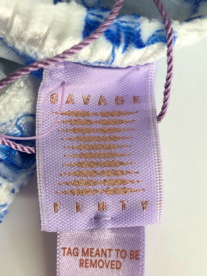 Savage Fenty Blue Floral Print Tie-Up Velvet Babydoll X-Small