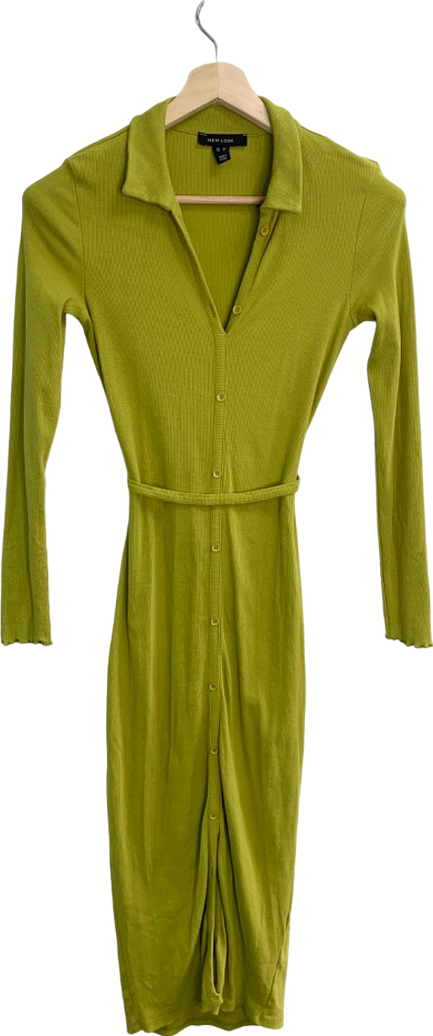 New Look Green Long Sleeve Midi Dress UK 10