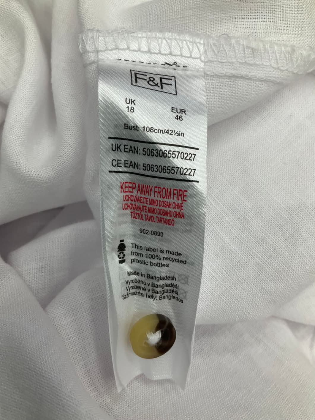 F&F White Linen Rich Short Sleeve Shirt UK 18