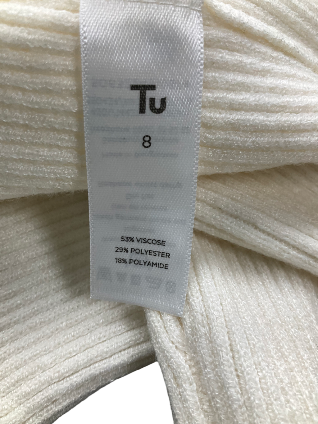 TU Cream Fine Knit Jumper UK 8
