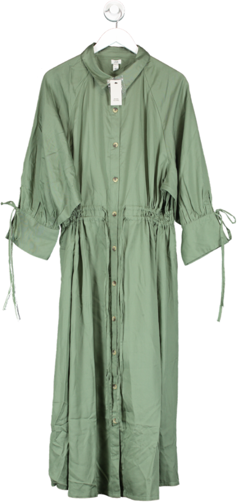 River Island Khaki Green Belted Shirt Dress BNWT UK 18