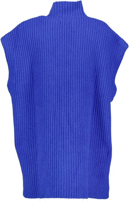 Ganni Blue Sustainable Wool-blend Rib Knit Sleeveless Jumper UK XL