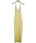 Meshki Yellow Floral Knit Midi Dress - Lemon UK XS