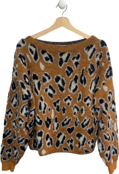 Leopard print fluffy jumper best sale