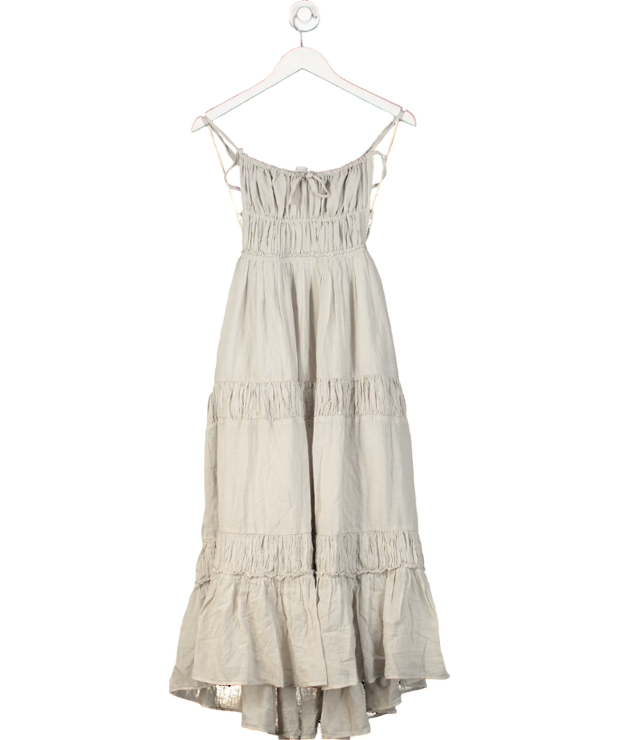 Free People Quiet Grey Taking Sides Maxi Dress UK XS