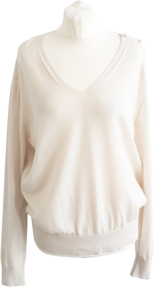 SONIA RYKIEL Cream 100% Virgin Wool Pearl Detail Jumper It42 UK M