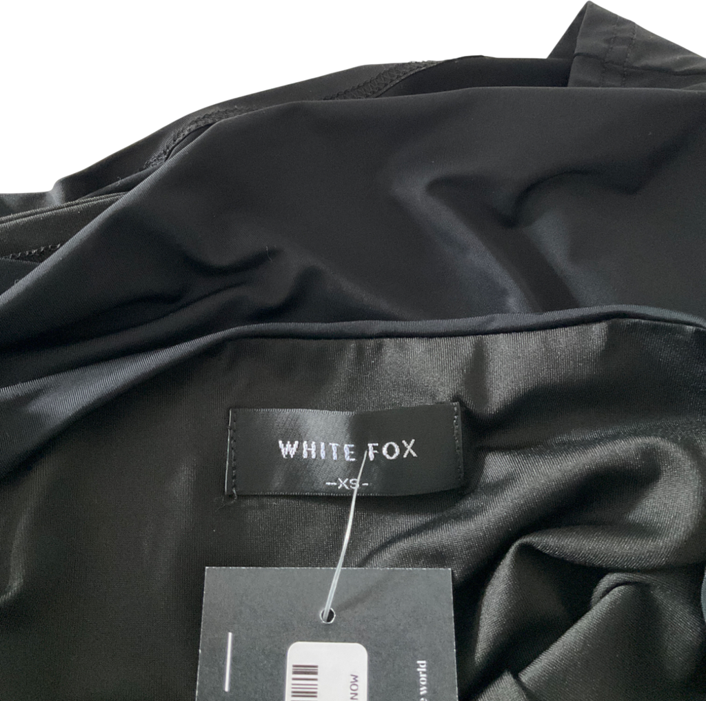 White Fox Black Halter Neck Tie Midi Dress UK XS