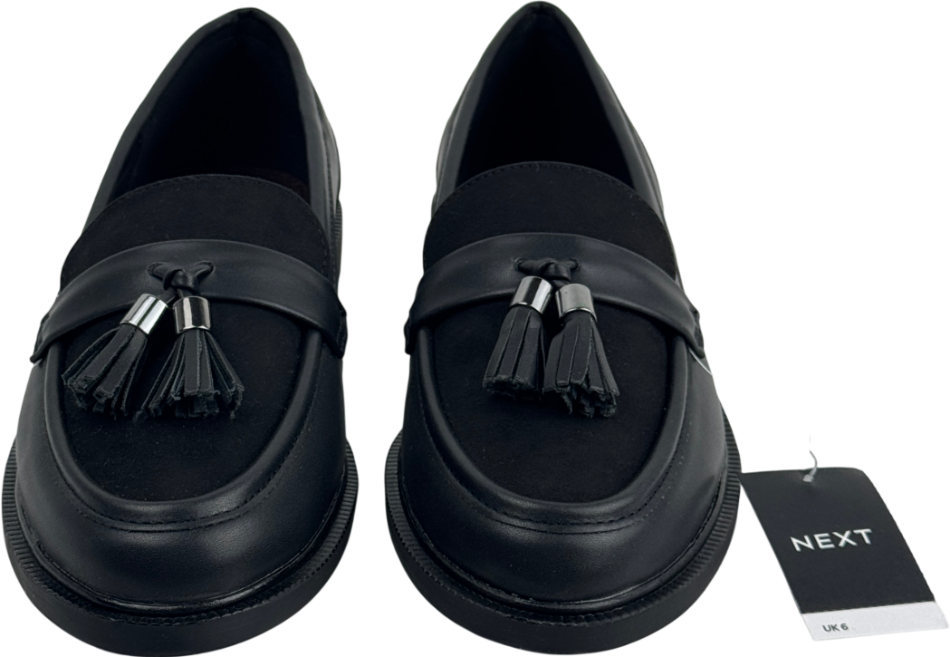 NEXT Black Forever Comfort Tassel Round Toe Loafers UK 6 EU 39 👠