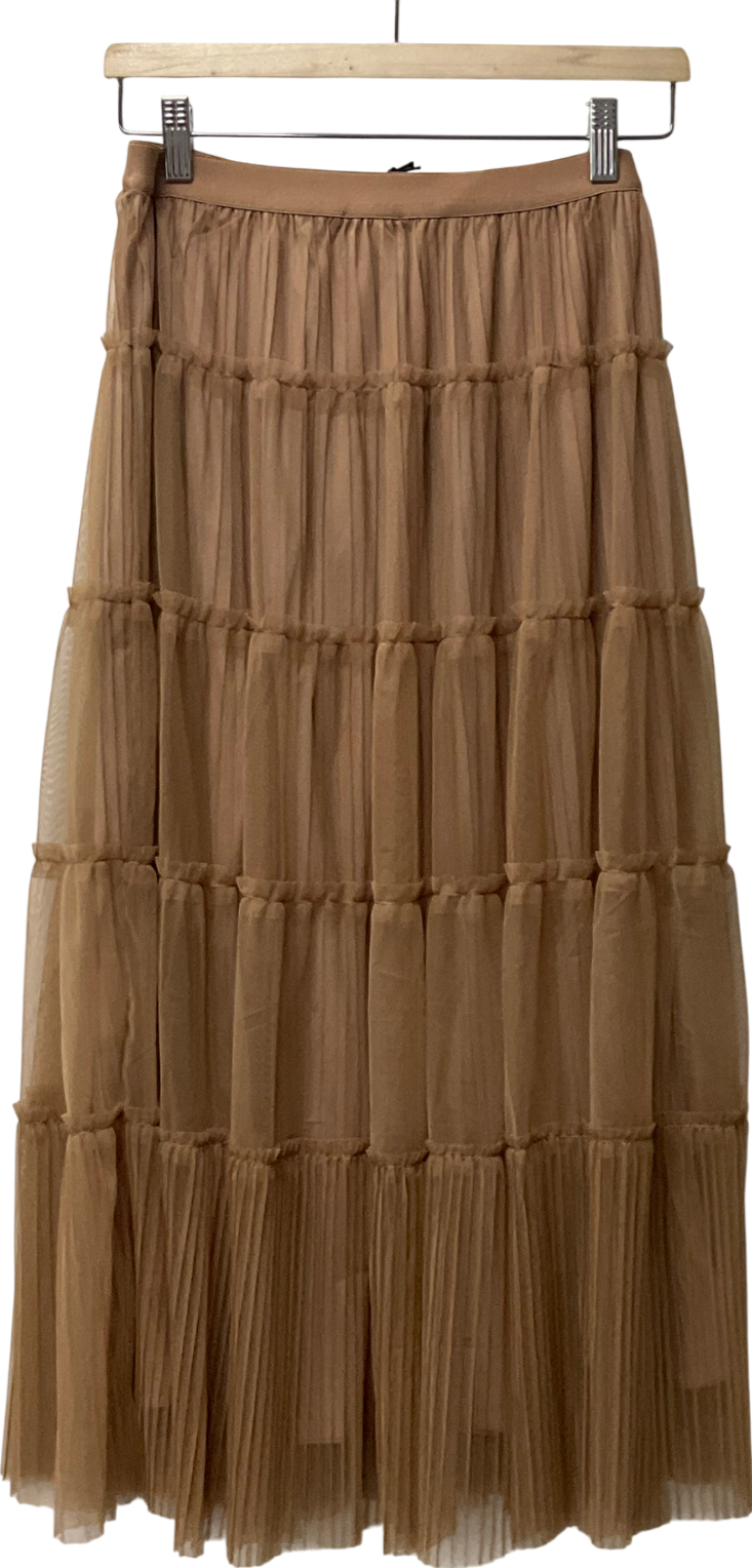 Eleven Loves Brown Pearl Pleated Tulle Skirt (caramel) UK S/M