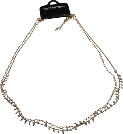 PrettyLittleThing Gold Layered Pearl Drop Belly Chain UK M/L