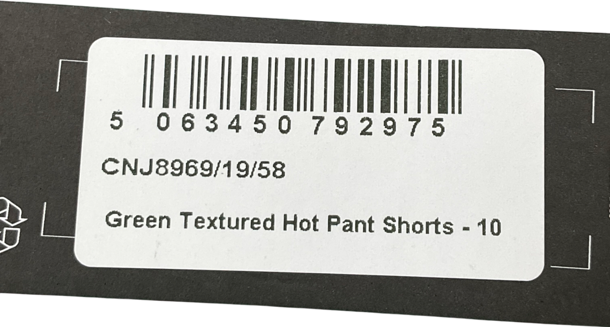 PrettyLittleThing Green Textured Hot Pants UK 10