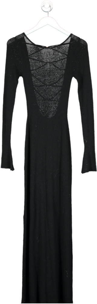 Meshki Black Talia Maxi Open Back Knit Dress UK S