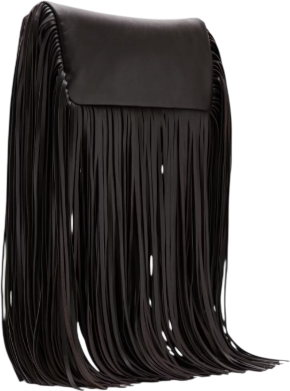 MANGO EXCLUSIVE Black Real Leather Drape Fringe Bag One Size