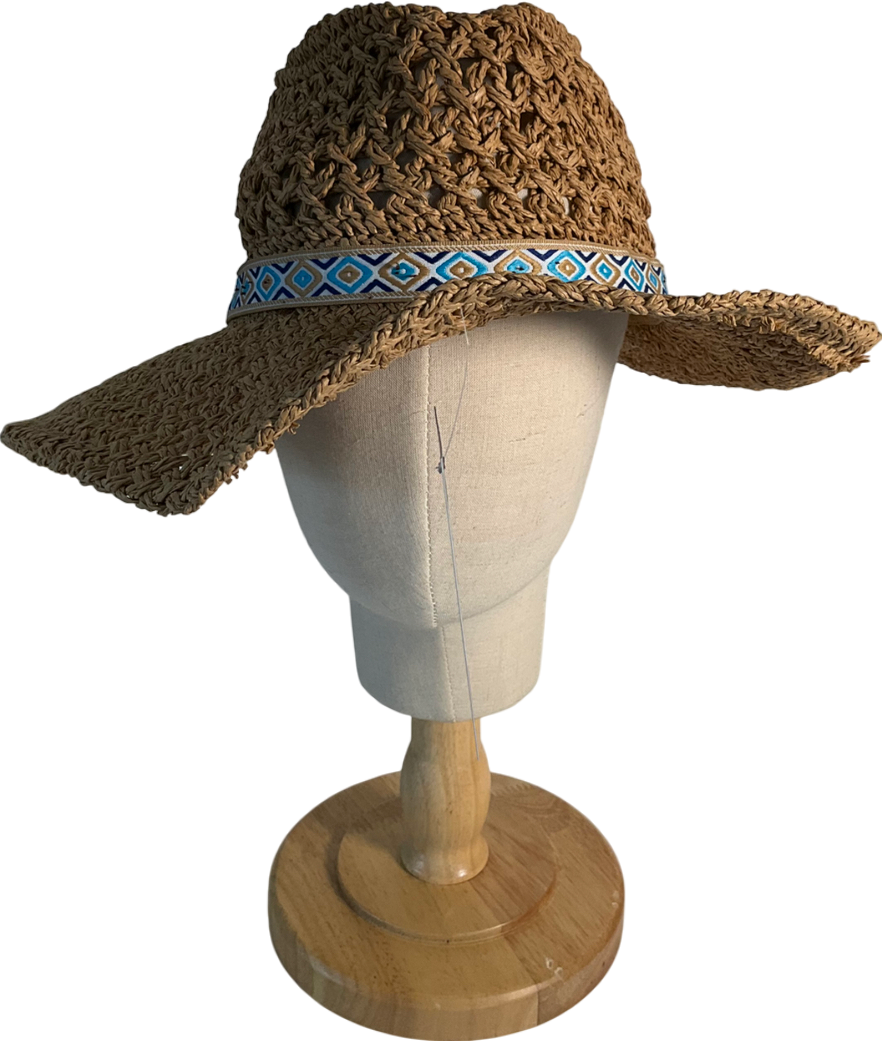 Accessorize Brown Cowboy Straw Hat One Size