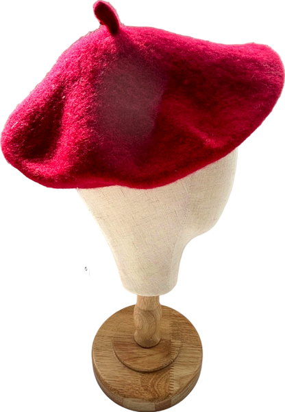 Monki Red Wool Beret One Size