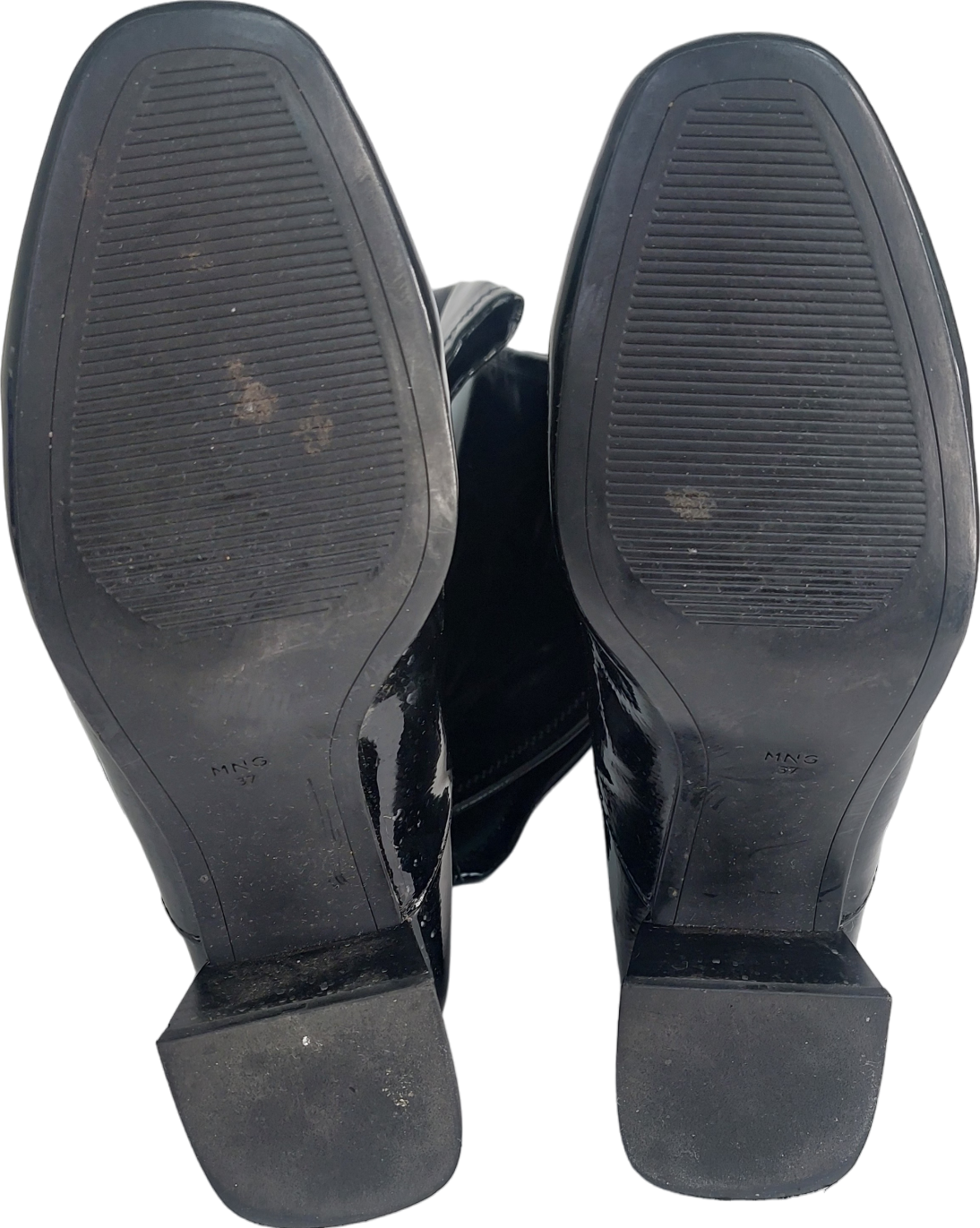 MANGO Black OVER THE KNEE Patent Boots UK 4 EU 37 👠