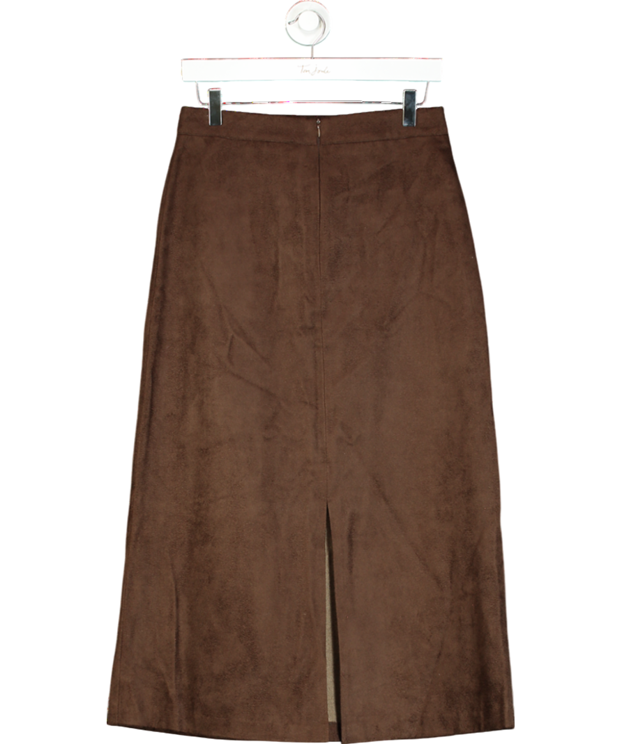 Marcéla London Brown Indra Faux Suede Skirt UK S