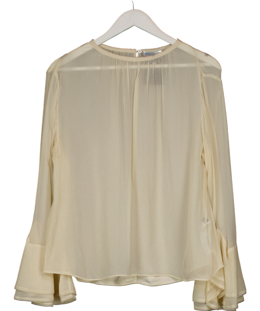 Massimo Dutti Cream Sheer Long Sleeve Blouse UK XS